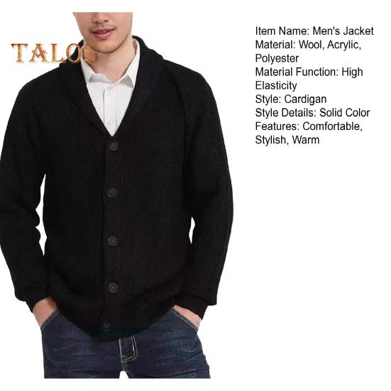 Men's Wool Blend Coat Shawl Collar Sweater Cardigan with Pockets Soft Warm Knitwear Winter Jacket for Work Parties And Sports