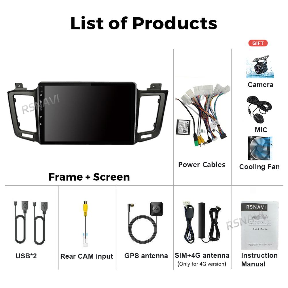 Android 16 for Toyota RAV4 2012 - 2018 Carplay Auto Radio Multimedia Player Car Stereo GPS Stereo 2din Steering Wheel Control