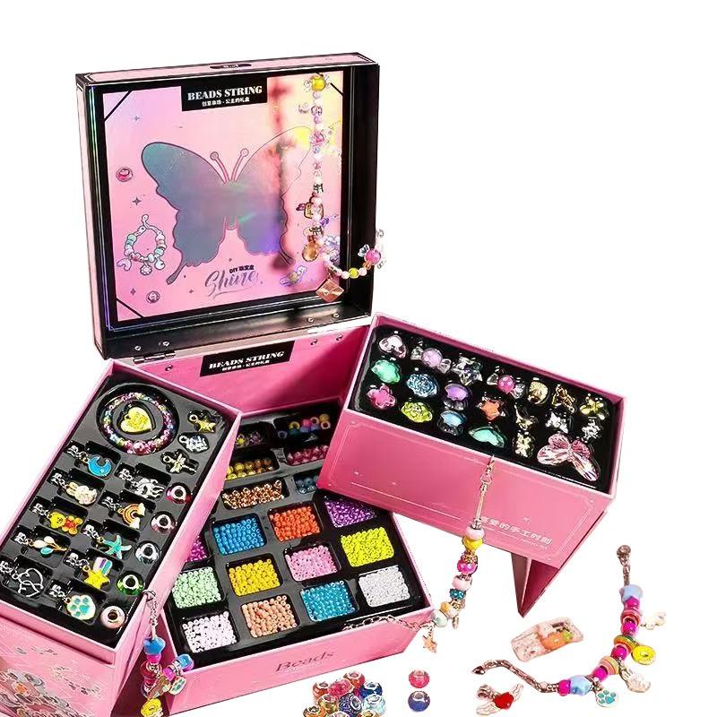 Kids Beading Craft Kit Girls DIY Jewelry Making Set Princess Bracelet Necklace Accessory Gift Box Age 3-12