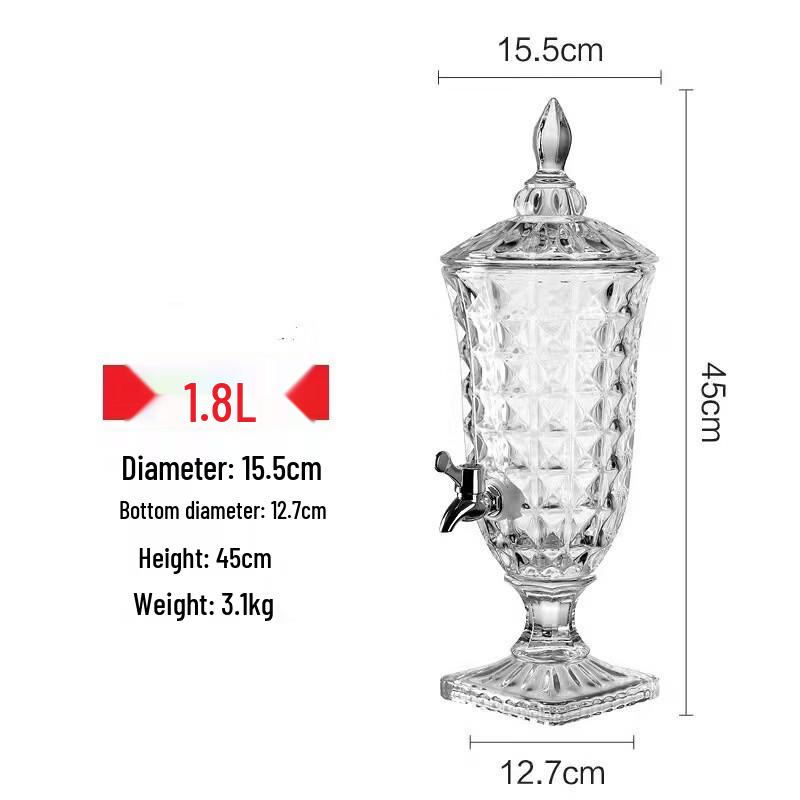 Retro Embossed Crystal Glass Beverage Dispenser with Faucet