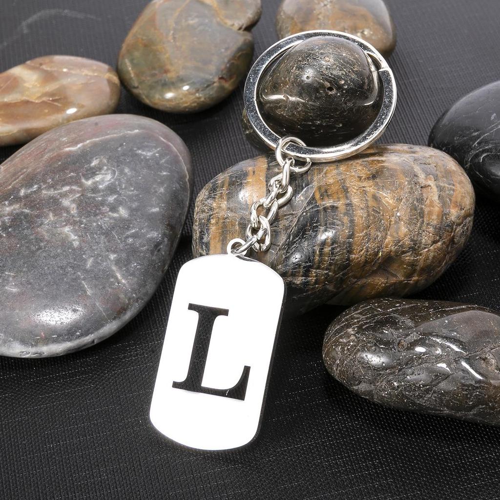 Stainless Steel Alphabet Charm Keychain - Smooth Surface, Retro Style Gift Pendant