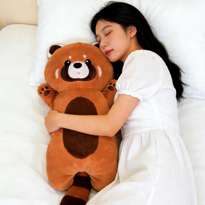 80/110cm Kawaii Long Realistic Red Raccoon Plush Pillow Soft Stuffed Lesser Panda Doll Cute Birthday Christmas Gift for Kids
