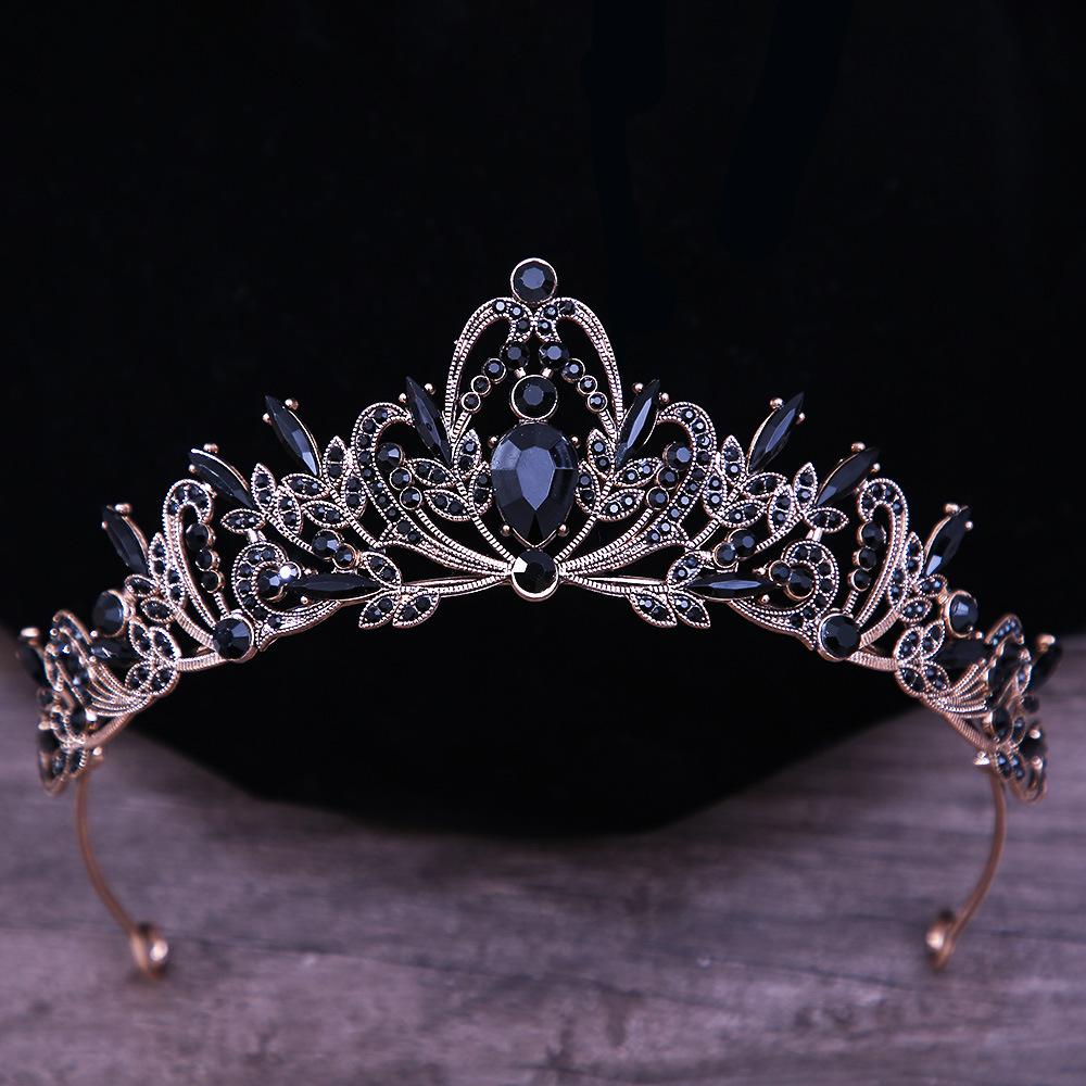 DIEZI Baroque Luxury Girls AB Red Green Blue Crystal Bridal Wedding Tiara Crown Bride Queen Headbands Hair Jewelry Accessories