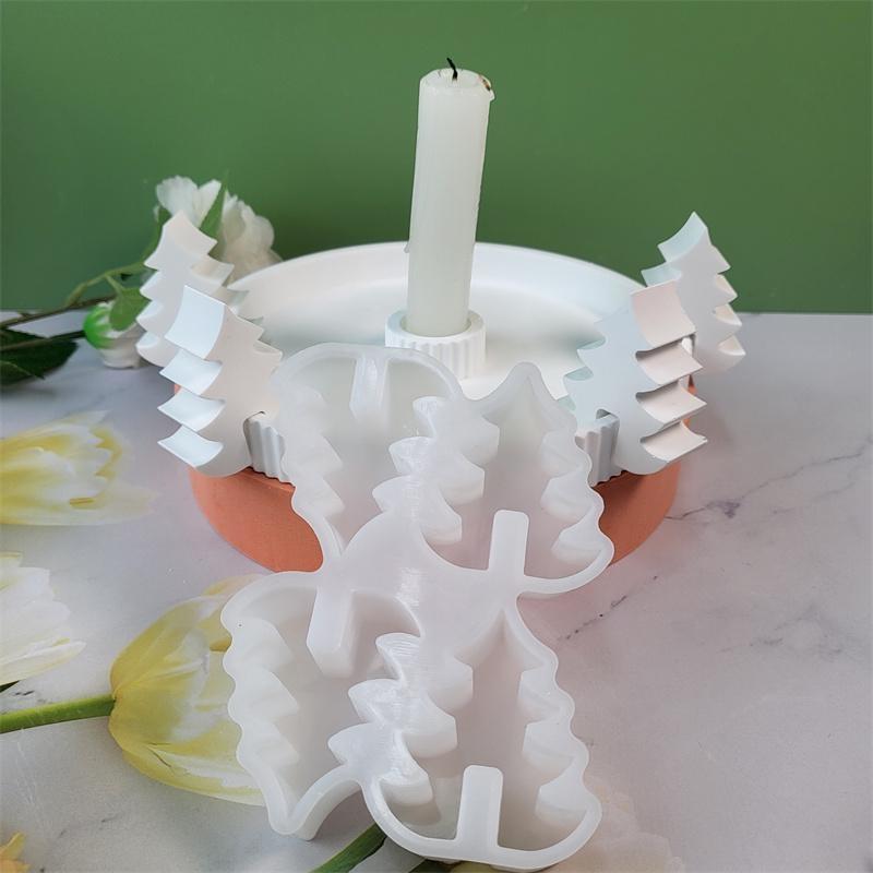 Christmas Tree Handmade Creative Candlestick Silicone Mold DIY Aromath Candle Molds Plaster Resin Candle Holder Making Tools