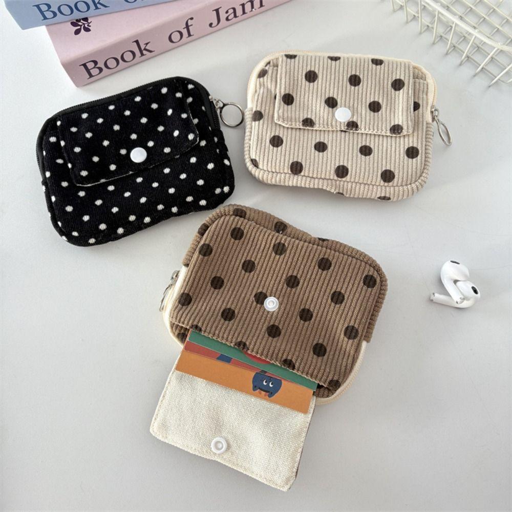 Polka Dot Corduroy Printed Storage Bag Leopard Print Small Cosmetic Bag Earphone Bag  Student