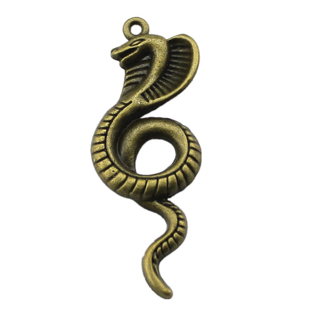 Cobra Snake Charms Antique Bronze Silver Pendants For DIY Bracelet Necklace Jewelry