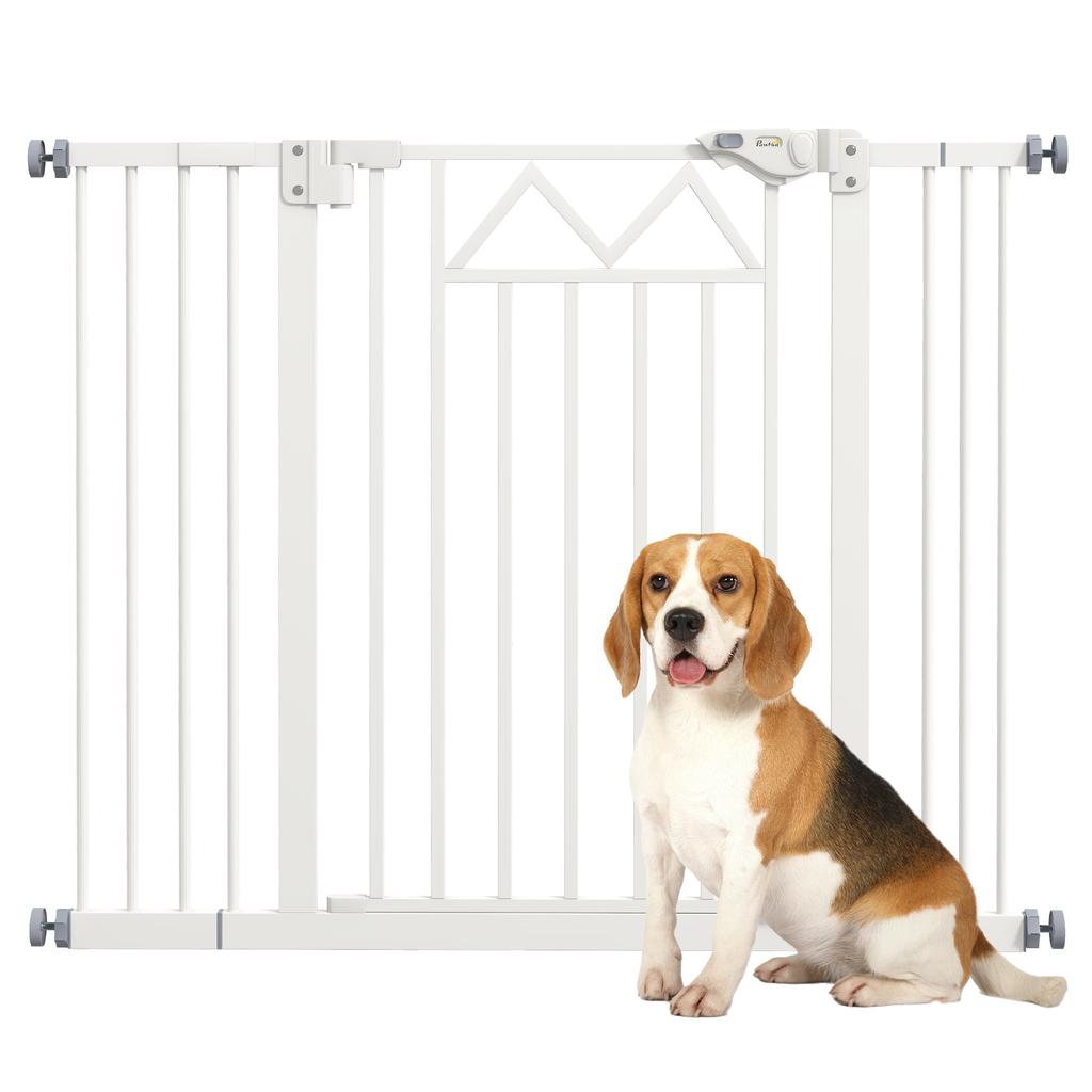 Automatic Dog Gate for Small and Medium Dogs, Made of Steel and PA, 74-100x76 Cm, White