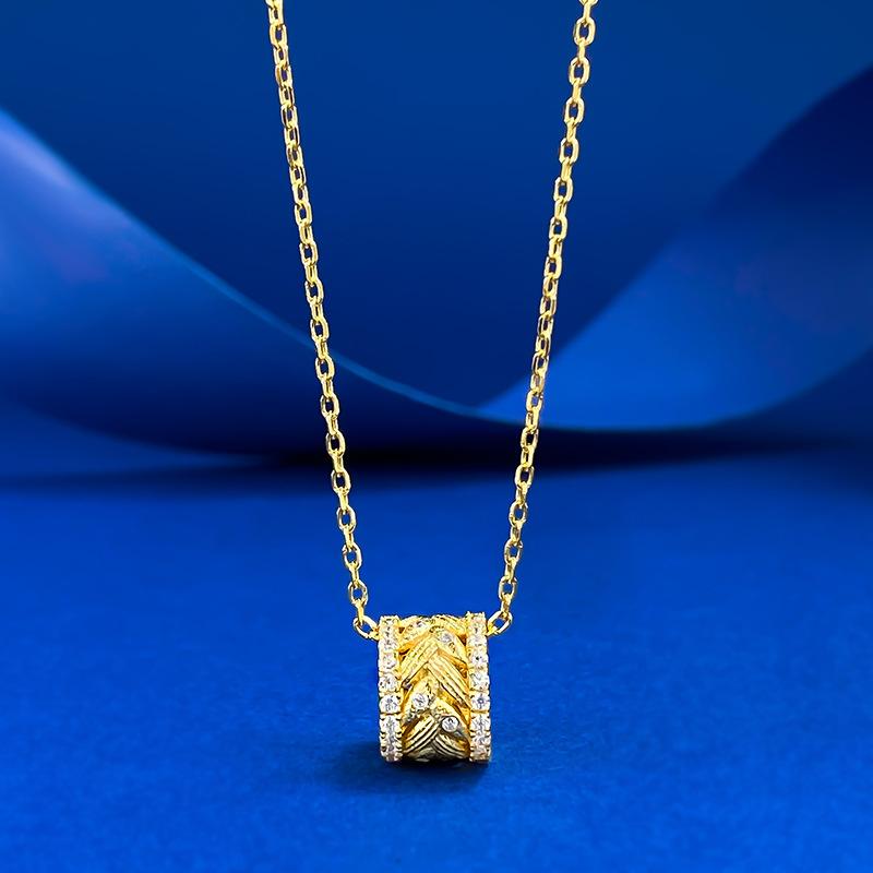 New S925 Silver Antique Style Brushed Wheat Ear Necklace Pendant Versatile Wedding Jewelry