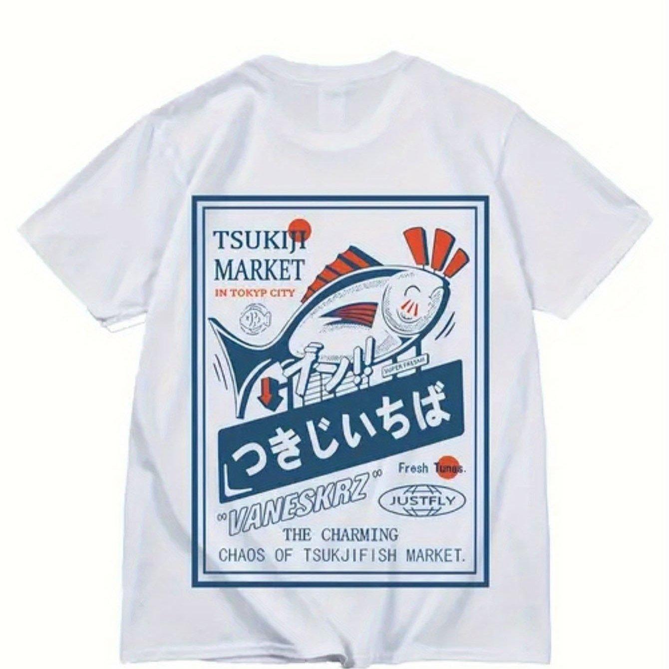 

Мужская повседневная хлопковая футболка с принтом японских рыб, дышащая, с коротким рукавом, мужская футболка, черная, повседневная, с круглым вырезом, хлопковая футболка 4XL