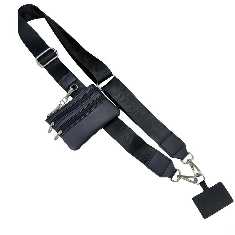 Phone Strap with Zippered Pouch for Women Men, Adjustable Cellphone Lanyard Crossbody with Wallet