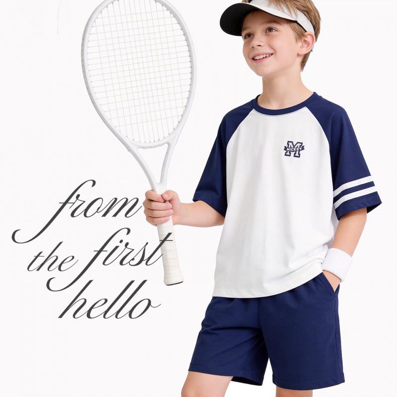 Boys Summer 2026 Stylish Sportswear: Short Sleeve & Shorts Two-Piece Set 140 cm