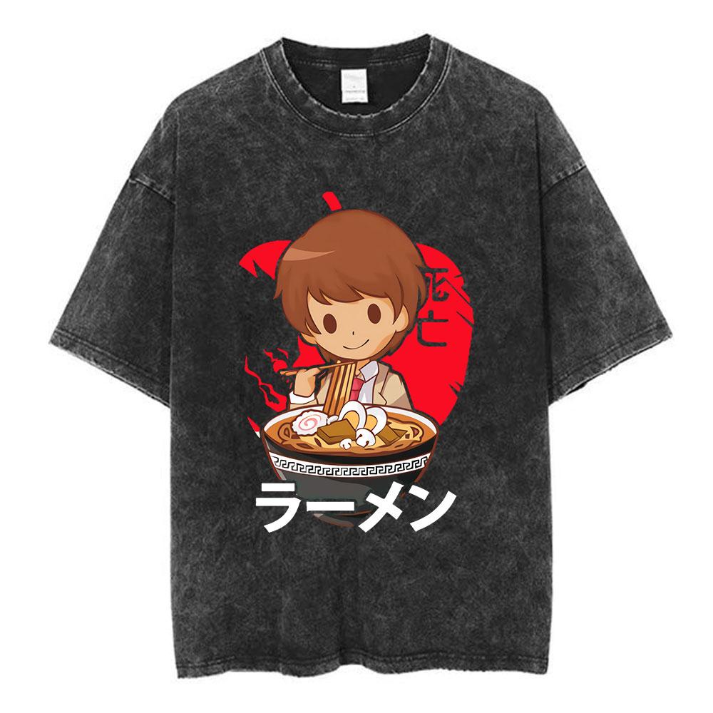 Vintage Washed Anime Death Note Misa Graphic T Shirts Mens Women Clothing Cotton Casual Loose Short Sleeve Tshirts Streetwear
