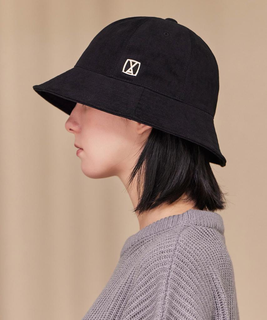 Bajal Va Square Studded 6-Panel Bucket Hat Black