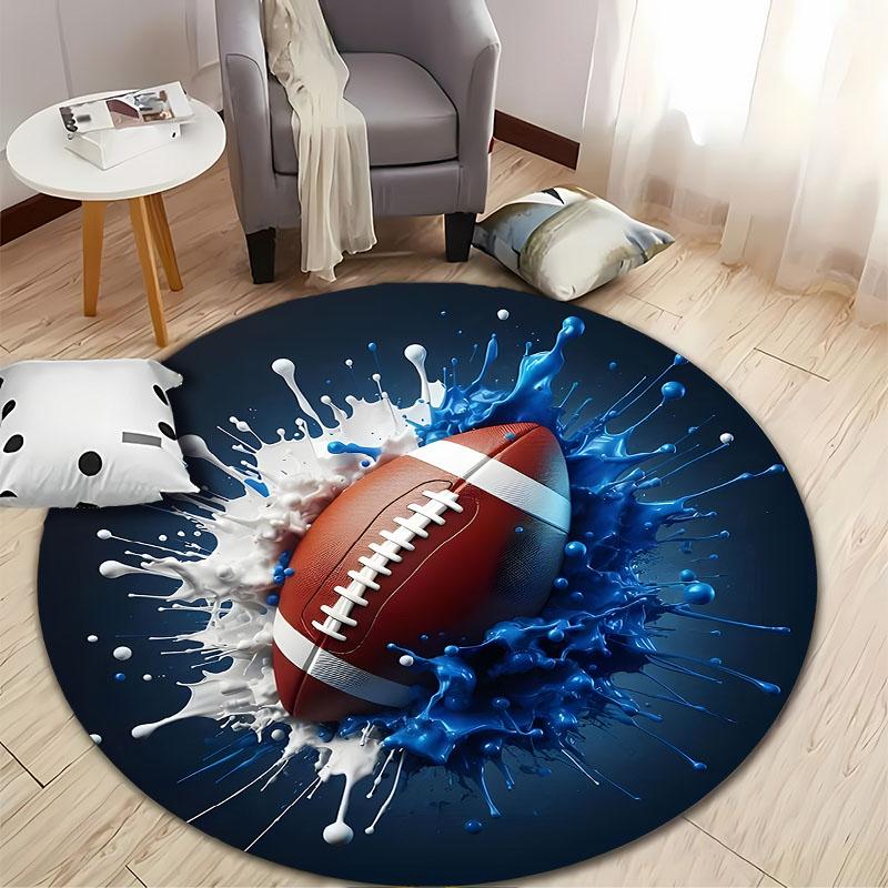 shipping naxt day! Dynamic Splash Football Rug for Sports Enthusiasts round carpet for home sofa bedroom, gift