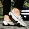 FashionCrocodile Pattern Genuine Leather Shoes Men Slip-on Casual Loafers Mens Business Shoes Luxury Brand Office Formal Dress Footwear