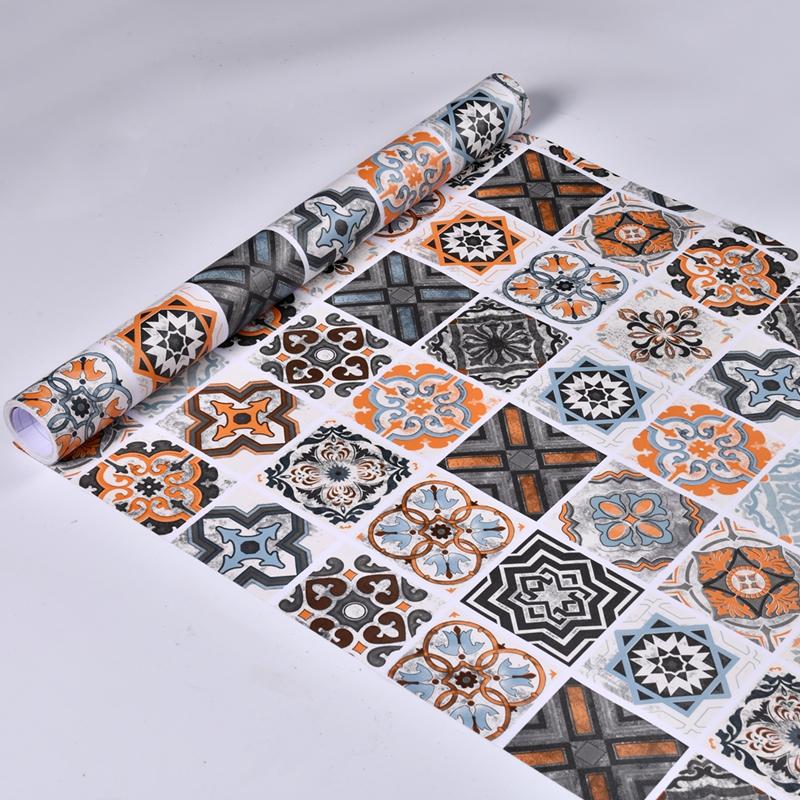 

Self Adhesive Thicken PVC Floor Sticker Bathroom Floor Waterproof Non Slip Stickers Kitchen Decor Sticker European Style Renovat 1mx40cm