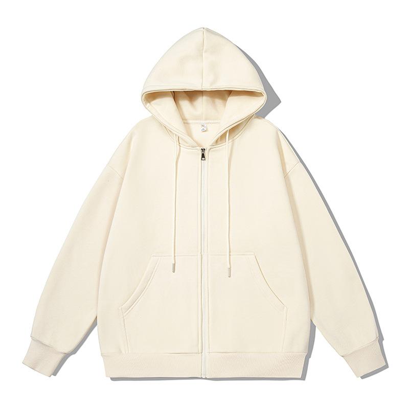 Hooded Cardigan Solid Color Hoodie Men's Jacket Couple Style Jacket Simple Outdoor Hooded Casual