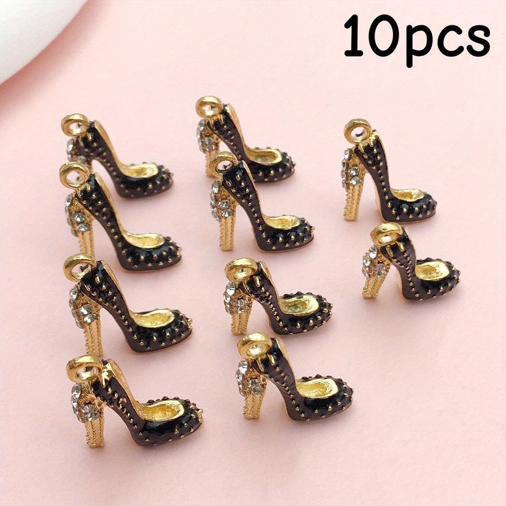 10/12 Piece Set 708.66x551.18 Inch Enamel High Heels Pendant for Women's Shoes Pendant Oil Dripping Necklace Keychain Jewelry Wh