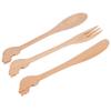 3Pcs Wood Grain Texture Tableware Set Solid Wood Dining Kit Utensil Pack  Table Decoration