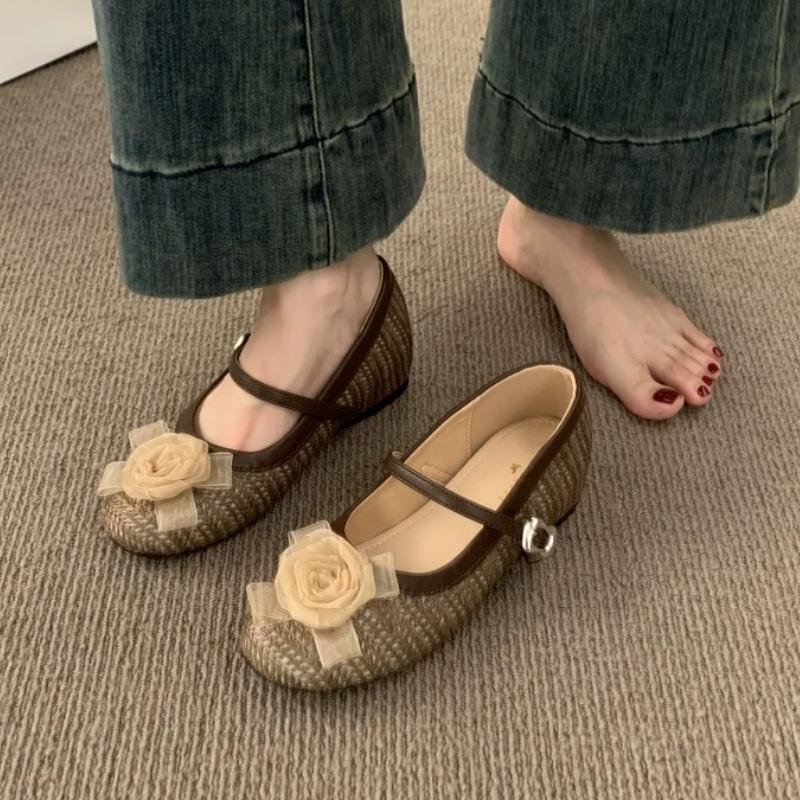 Fashion Flower Women Loafers Shoes Fashion Casual Woman Sandals Elegant Mary Jane Shallow 2025 Designer Summer Soft Mujer De Zapatillas