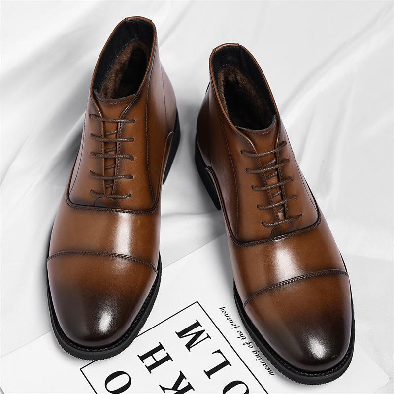 Big Size Chelsea Boots for Men British-style Fashion Casual New Cow Leather Brogue Shoes Male Lace Autumn Winter Ankle Boots Man