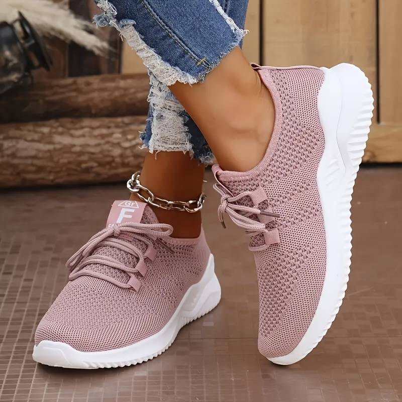 

Женская повседневная спортивная обувь, белые легкие модные трикотажные кроссовки с одним ремешком, портативная обувь для отдыха на отдыхе и путешествиях 41 розовый
