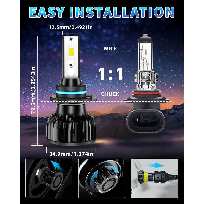 Fit For Ford Explorer 2011 2012 2013 2014 2015 Light Bulbs, Super Bright 9005 High/Low Beam, 6000K Cool White, Plug And Play, Pack Of 2