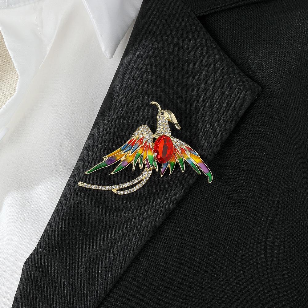 Rebirth From The Ashes Phoenix Enamel Brooch With Diamonds, Light Luxury And High-End Sense Of Fashion Temperament Pin Woman