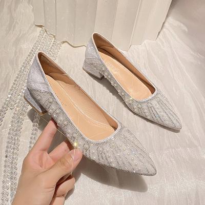 Blockabsatz Einzelne Schuhe Damen Neu Flacher Ausschnitt Strass Spitz Hohe Absätze Kleine Größe 313233