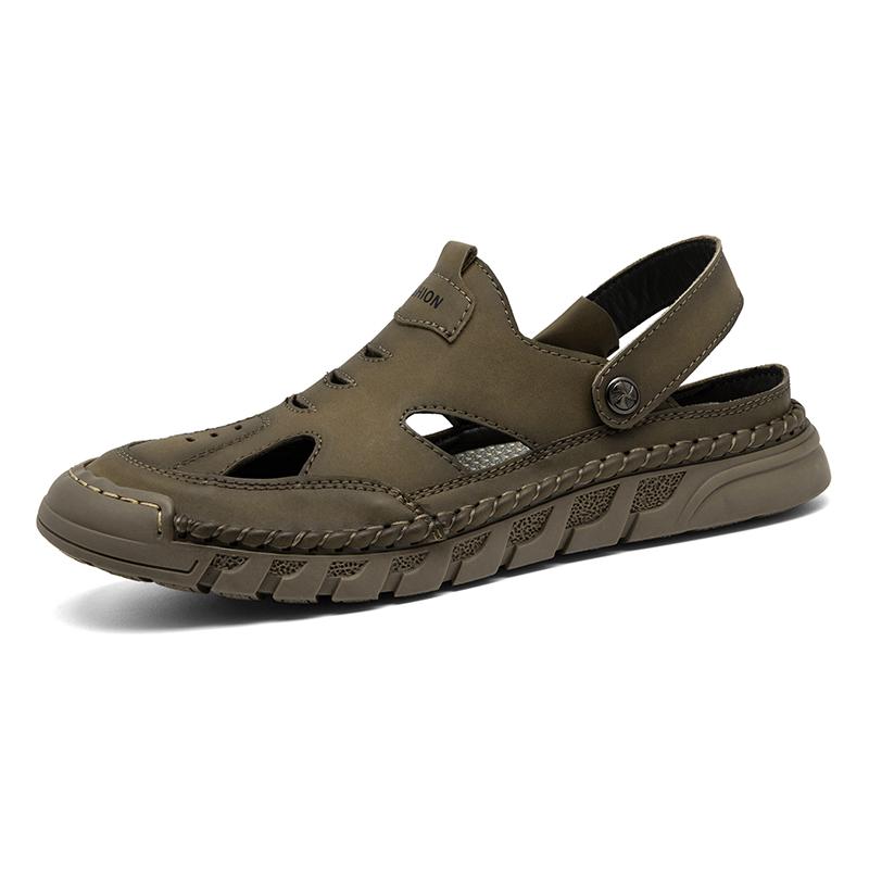 Summer Men's Sandals Quality Leather Non-Slip Men Slippers Outdoor Beach Sandals  Classic Water Trekking Men Roman Sandals