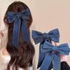 Denim Blue Ribbon Bowknot Hair Clips For Woman Girls Sweet Elegant Ponytail Hairpins Duckbill Clip Hair Accessories Gift