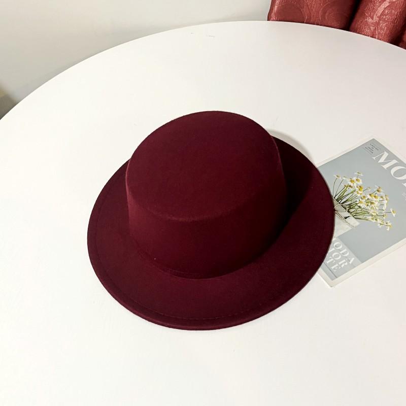 British Black Woolen Hat Men's Fashion Trendy Casual Versatile Stage Hat Men's Performance Flat Top Hat Women