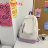 Simple Color Blocked Letter Print Student Casual Backpack For School Use