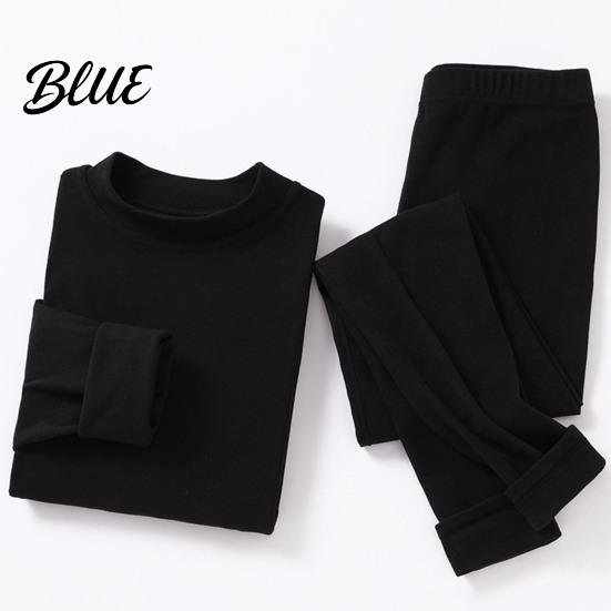 Velvet Sleepwear Set Seamless Double-sided Thermal Underwear Winter Unisex 2 Pcs/Set Round Neck Homewear Thick