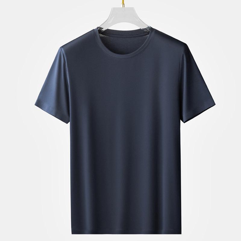 Men's Loose-Fit Short-Sleeve Round Neck T-Shirt, 100% Mercized Cotton.