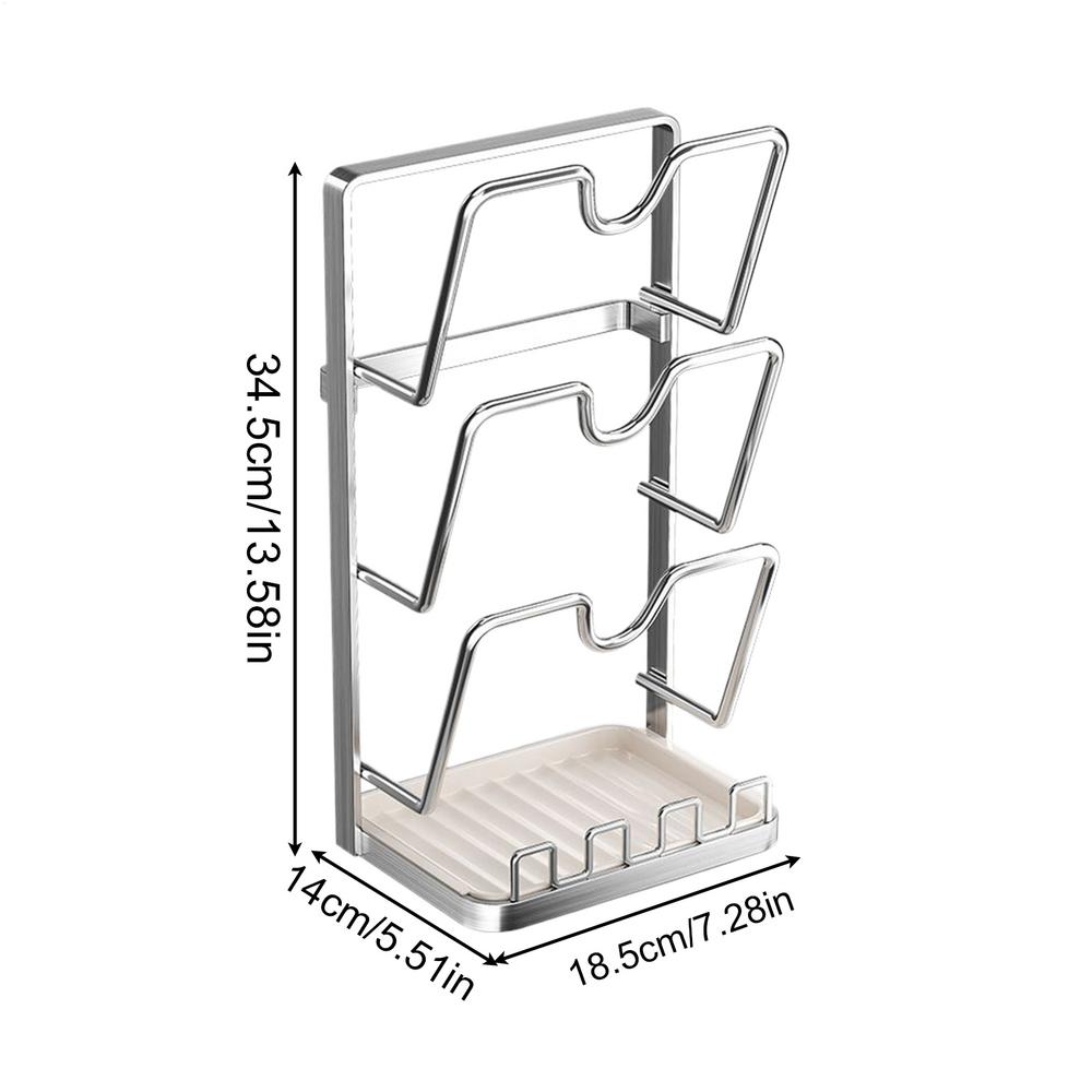 Pan Lid Organizer Stainless Steel Multi Layer Kitchen Storage Rack for Pot Cover Cutting Board Plate Cabinet Countertop