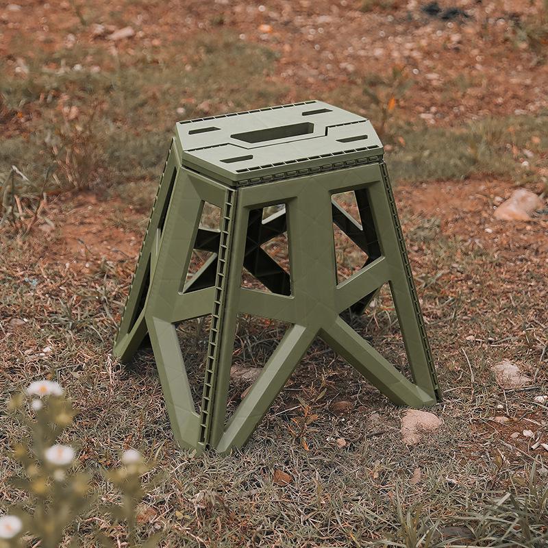 Compact Outdoor Folding Chair with Bucket Holder - Portable Stool for Camping, Fishing, and Queuing
