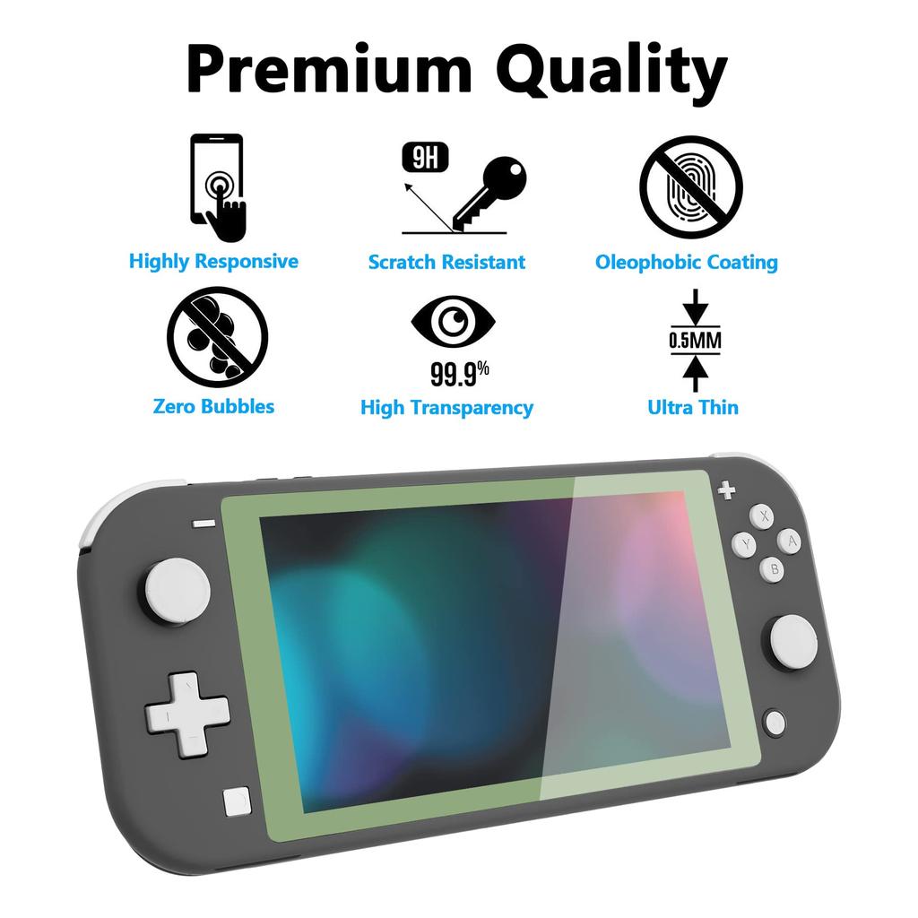 eXtremeRate Transparent HD Clear Screen Protector for Switch Tempered Glass Screen Protector for Switch Lite Lite, [Scratch-Resistant,