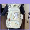 High Capacity Nylon Travel Backpack With Letter Pattern And Cute Bunny Head Charms For Teens And Adults