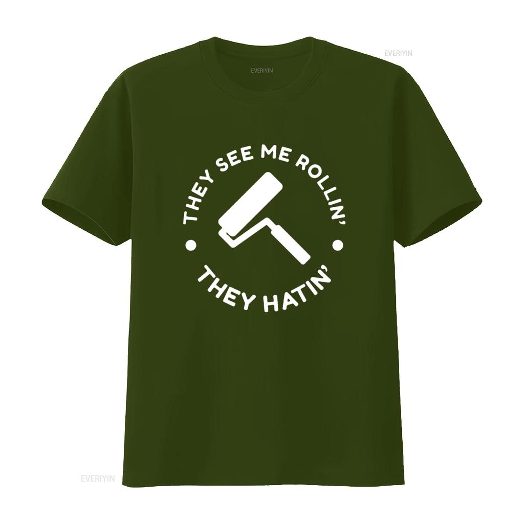 Mens Funny Painting Professional Painter T Shirt They Hatin Black Large vintage Washed Stylish graphic designer clothes