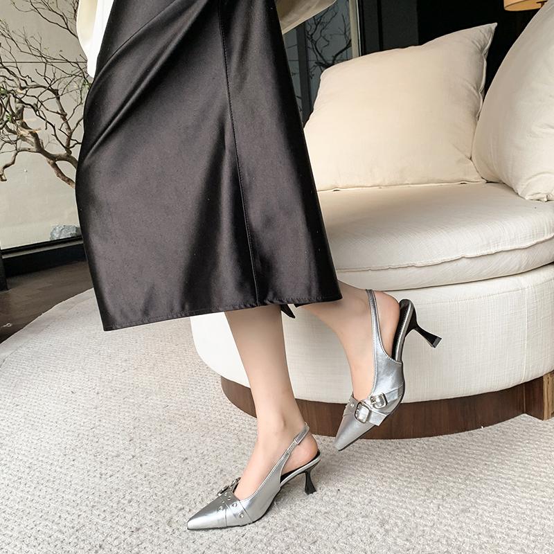 Designer High Heels Sandals Women Shoes Summer Footwear Pointed Toe Party Ladies Shoes Fashion Buckle Strap Female Pump