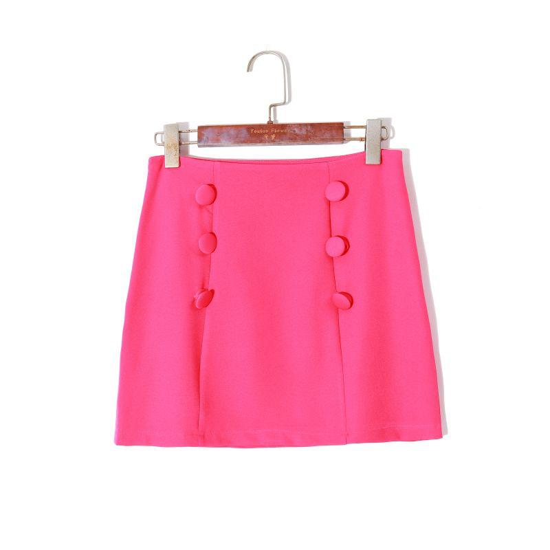 

2025 Summer Women s Clothing K-style Fresh Solid Skirt High Waist Silm Double Row Ornament Slim Looking Bodycon Dress Rose Red L