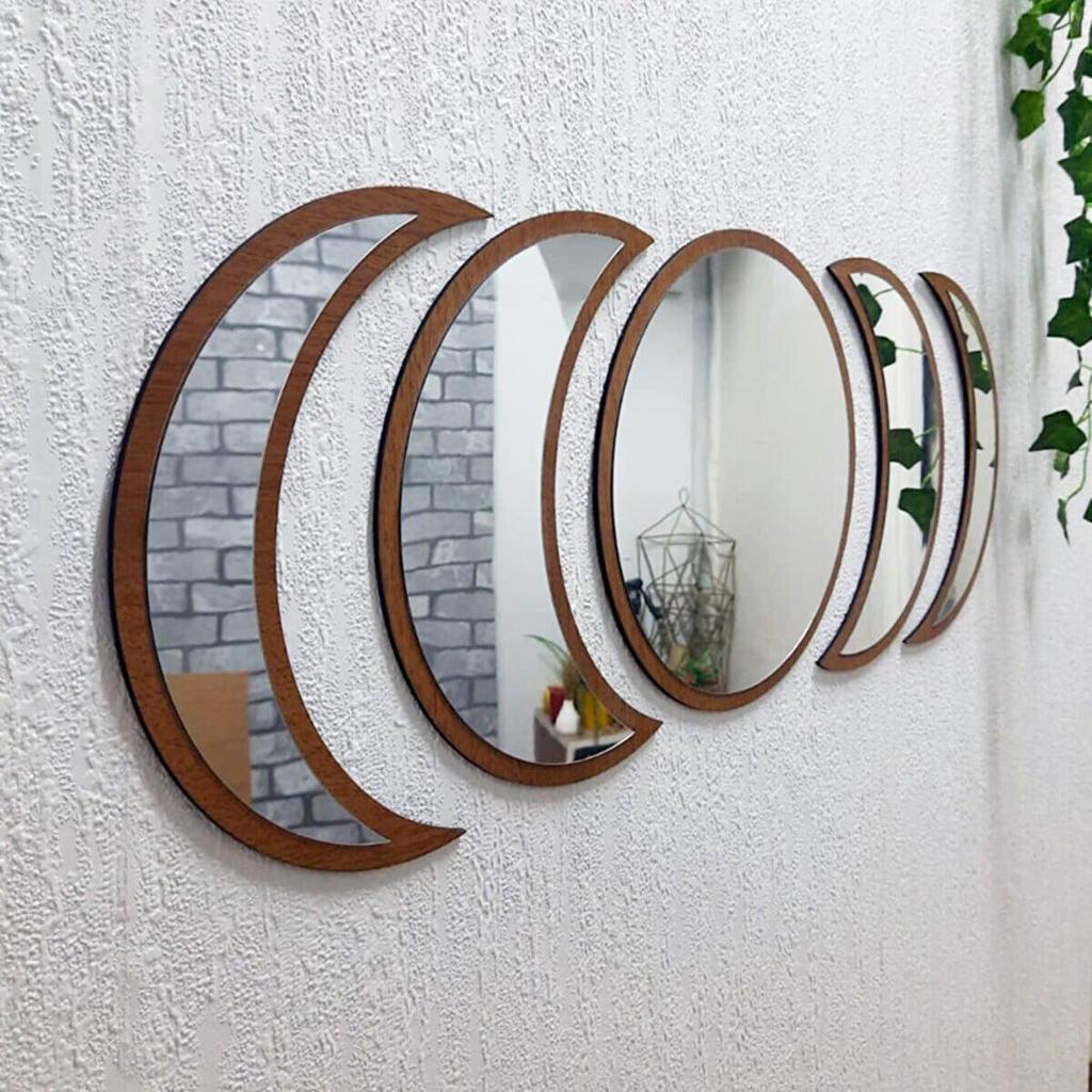 Specchio Decorativo A Luna Con Sabbia Di Quarzo - Design Unico Da Parete O Da Tavolo