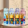 1PC Birthday Boy Crown Letter Graphic 750ml Color Plastic Water Bottle Leakproof Flip Straw Lid For Sports Office Home Use