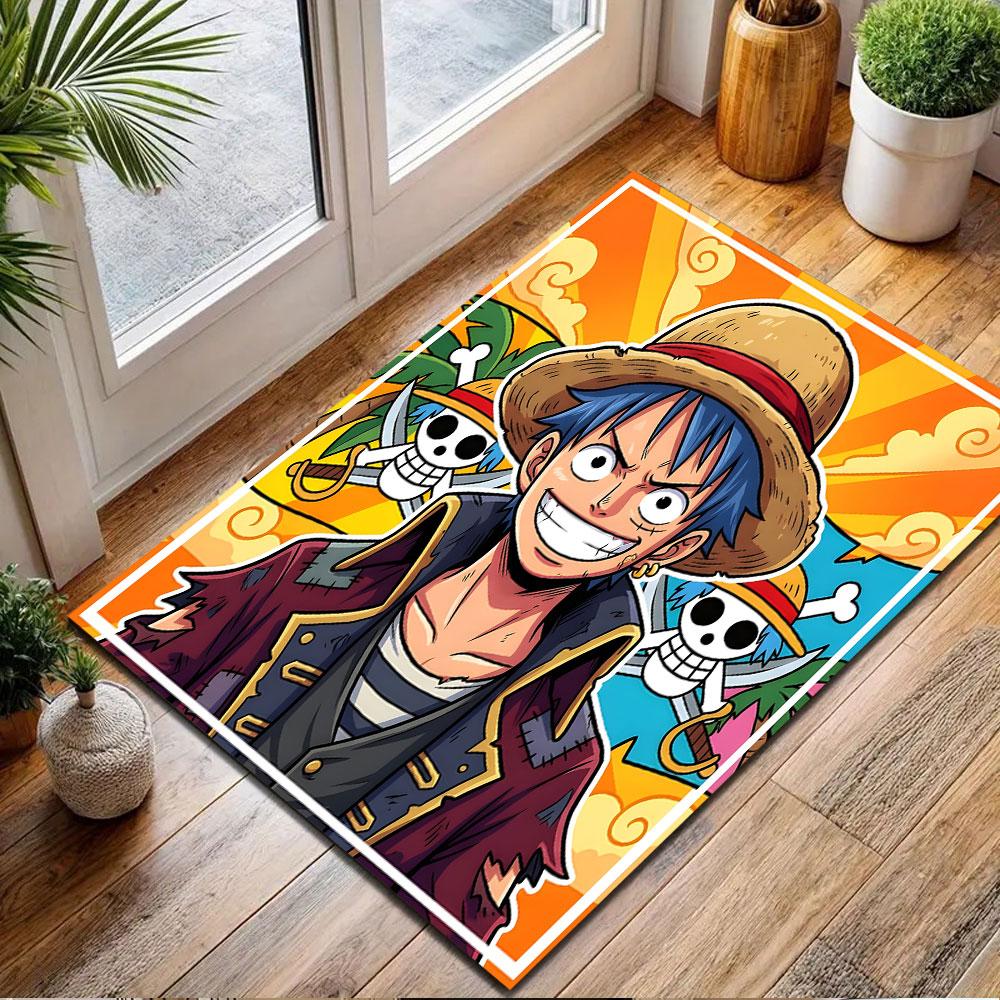 Pirate Adventure Cartoon Style Patterned Carpet, Non Slip Mat Suitable for Living Room and Bedroom Sofas