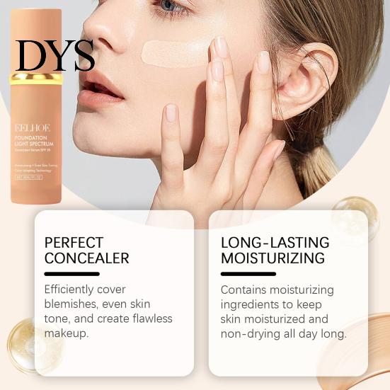 Red Spot Coverage Foundation 30ML Color Changing SPF 50 Light Spectrum Hydrating Liquid Fragrance-free Long-Lasting Waterproof Face Makeup Concealer