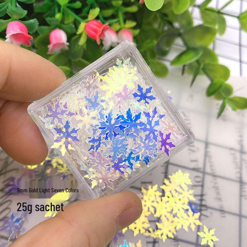 

7mm-9mm Gold and White Multicolor Snowflake Glitter for DIY Crafts