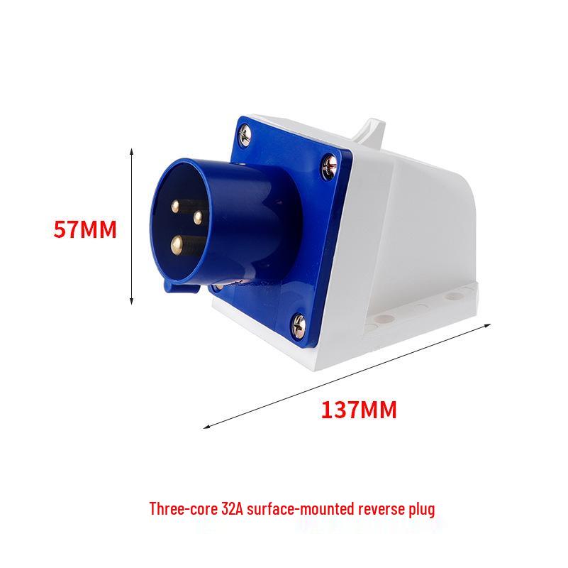 Waterproof Industrial Aviation Plug Connector: Reverse Plug Male-Female, 3-Pin, 4-Hole, 5-Pin, 16/32A-6h