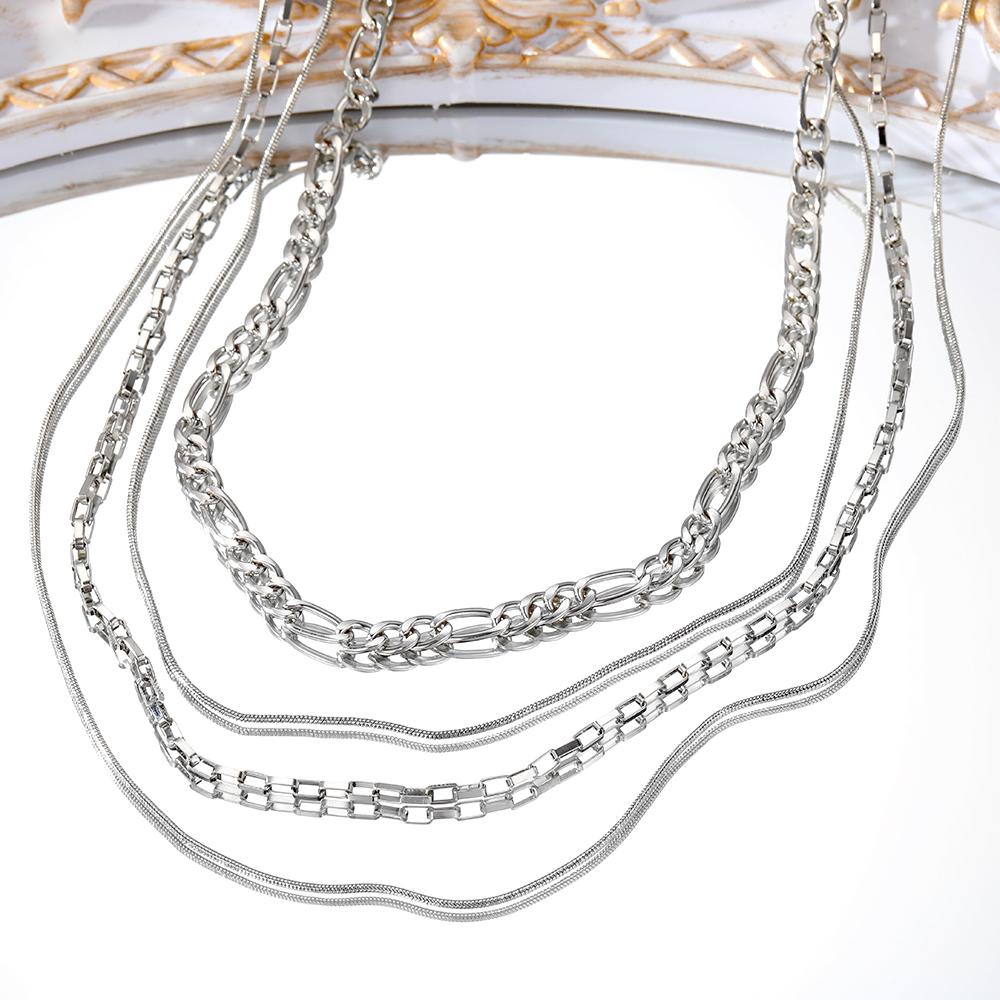 4-piece Suit Necklace Women Elegant Temperament Simple Charm Party Sweater Chain Sexy Women Versatile Nightclub Student Sweater Chain