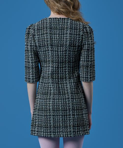 KOLEAT Tweed Classic Pocket Mini Dress [Black]